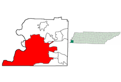 Položaj u okrugu Shelby, savezna država Tennessee