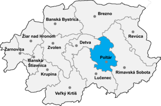 Okrug Poltár na karti