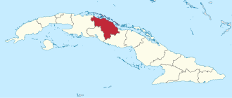 Karta Kube s istaknutom pokrajinom Villa Clara