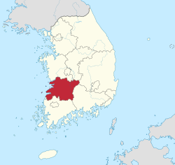 Položaj Gwangjua u Južnoj Koreji