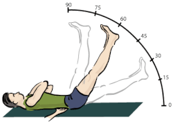 Test podizanja ispružene noge može detektirati bol koja nastaje zbog hernije diska. Kada je opravdana, slikovna dijagnostika poput MRI-ja može pružiti detaljan prikaz uzroka boli u leđima vezanih za disk (prikazana hernija diska L4–L5)