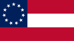 Prva državna zastava ("Zvijezde i poluge") sa 11 zvijezda (2. srpnja 1861. – 28. studenog 1861.)