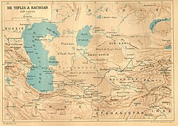 Karta De Tiflis à Kachgar koja prikazuje put od Tiflisa do Kašgara