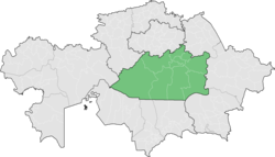 Položaj regije Karagande u Kazahstanu