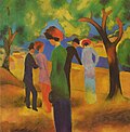 August Macke, Dama u zelenoj jakni, 1913.