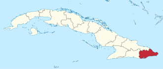 Karta Kube s istaknutom pokrajinom Guantánamo