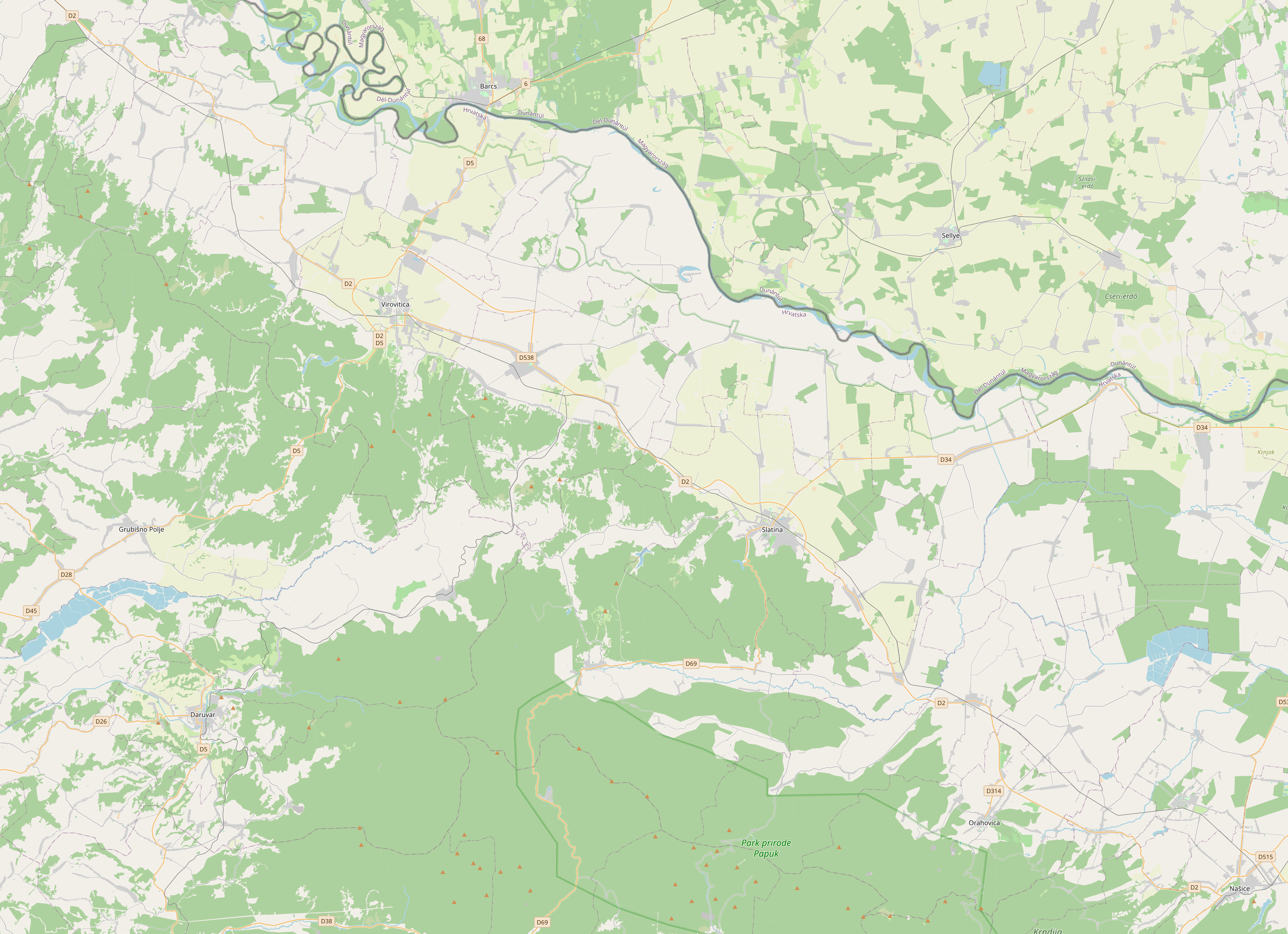 Voćin na zemljovidu Virovitičko-podravska županija