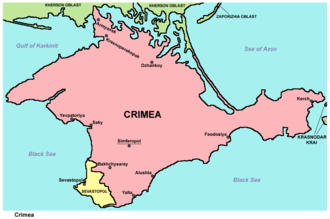 Položaj Kerča na karti Krima