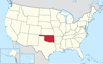 Karta SAD-a s istaknutom saveznom državom oklahoma