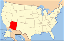 Map of the USA highlighting Arizona
