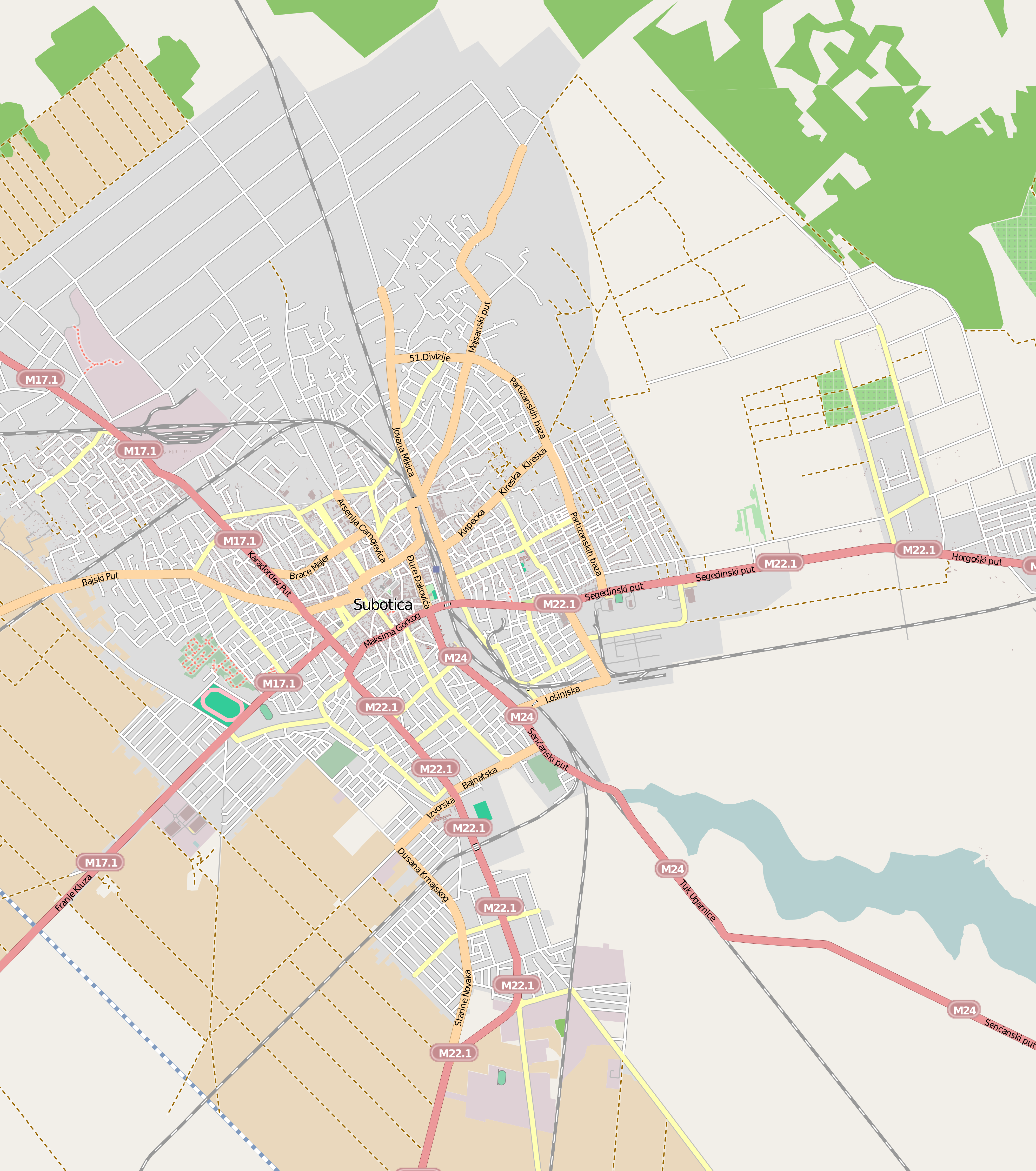 Crveno Selo na zemljovidu Grad Subotica