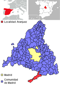 Položaj Aranjueza u Španjolskoj i autonomnoj zajednici Madrid