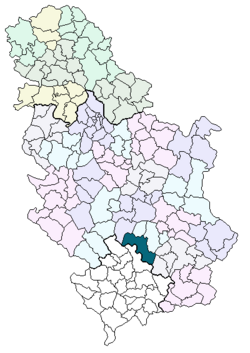 Položaj općine Kuršumlija na karti Srbije