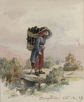 Welsh lady carrying coal