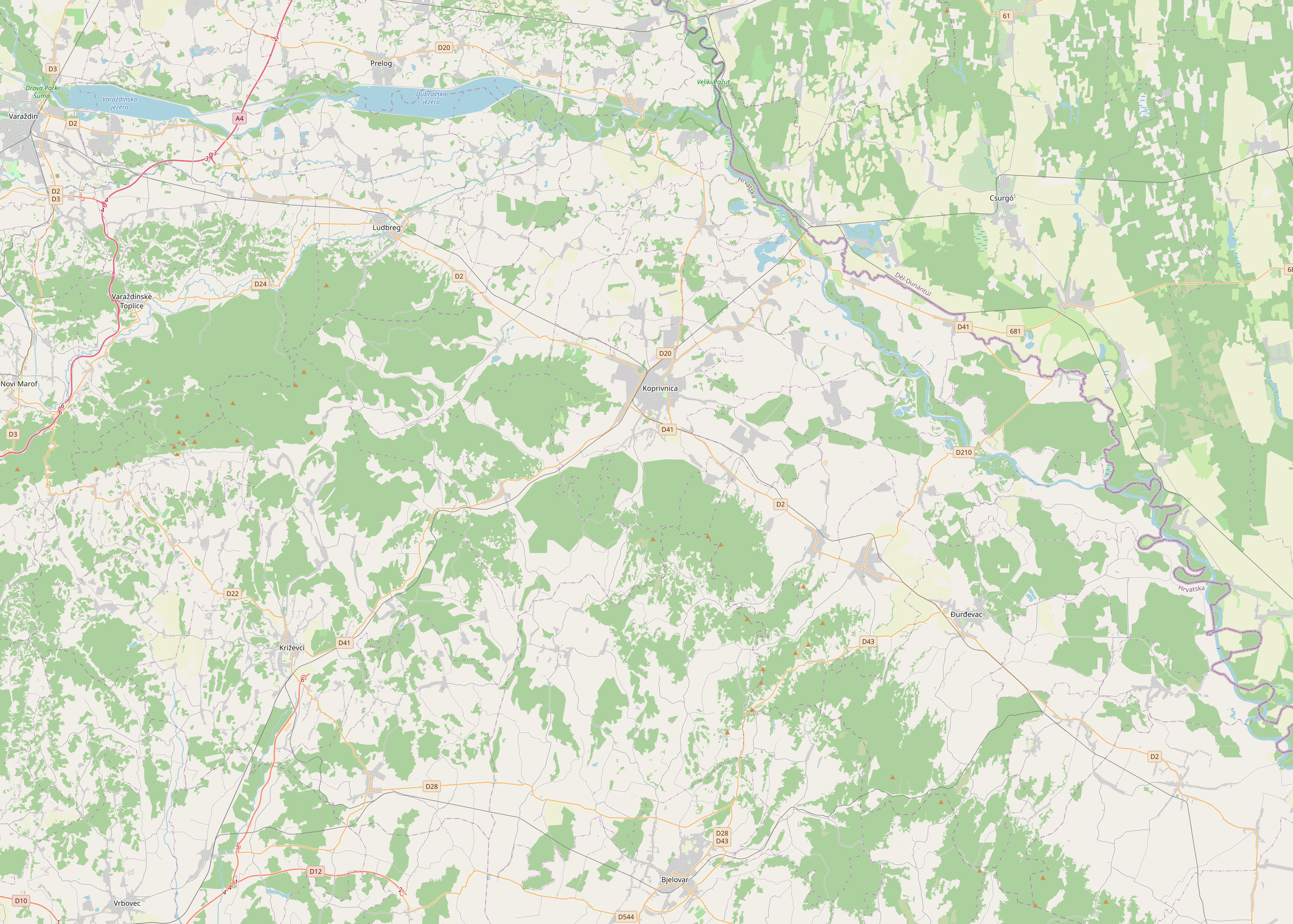 Lokacijska karta Koprivničko-križevačka županija