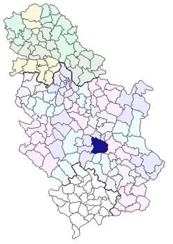 Položaj općine Kruševac na karti Srbije