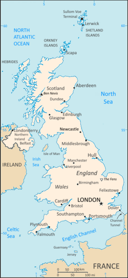 Karta UK s oznakom Oxforda