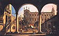 Capriccio of the Scuola di San Marco from the Loggia of the Palazzo Grifalconi Loredan, Canaletto, 1750., privatna kolekcija